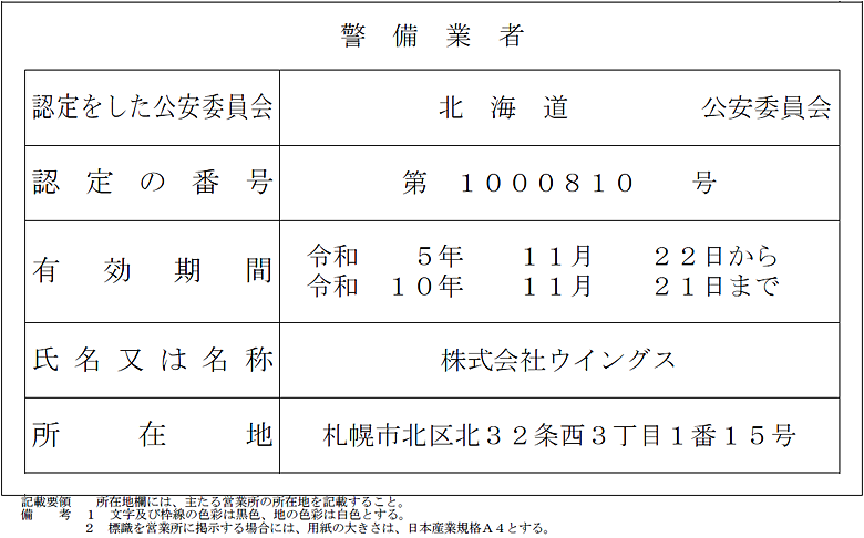 警備業標識